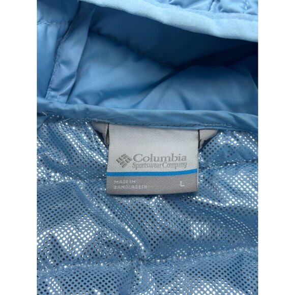 Columbia Womens Light Blue Quilted Hooded Jacket Omni-Heat Lined Full-Zip Lightw - Picture 8 of 9